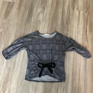 Cute Plaid Sweater Shirt with Bow
